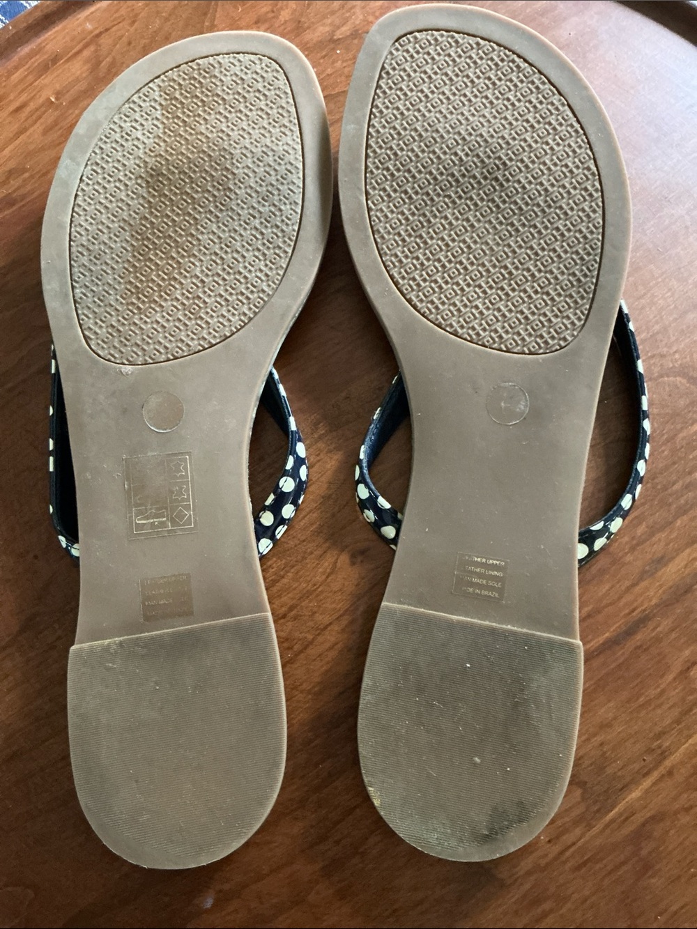 Tory Burch Navy Polka Dot Flip Flops - Picture 2 of 3